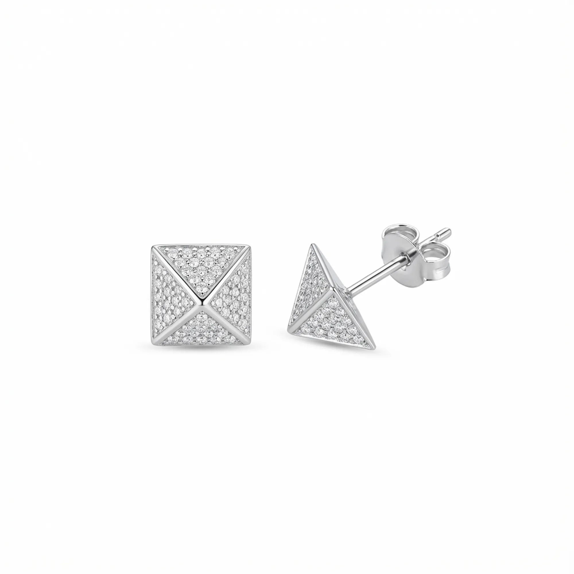 Luna dura stud earrings display hero image with front and side angle display butterfly post back closure UAE
