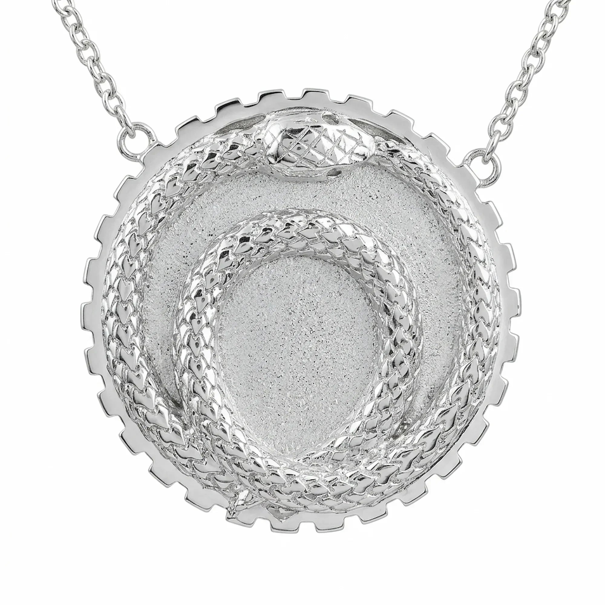 Ouroboros meaning — silver snake eating its own tail pendant in 925 sterling silver, handcrafted in Dubai by Luna Dura.