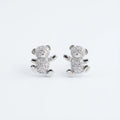 925 silver teddy bear stud earrings isolated on a white background in a Dubai studio.