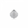 Close-up of a single silver shell ear stud featuring handset cubic zirconia detailing.
