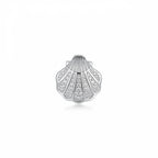 Close-up of a single silver shell ear stud featuring handset cubic zirconia detailing.