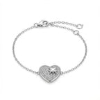 سوار من الفضة الإسترلينية المطلية بالروديوم على شكل قلب مرصع بنجمة شمالية من الزركونيا المكعبة