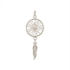 Silver Dream Catcher Pendant with Feather Detail