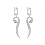 أقراط متدلية على شكل ثعبان من الفضة الإسترلينية المرصعة بالزركون الأبيض والأخضر