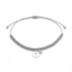 Silver Heart Disc Bracelet with Cubic Zirconia Drop