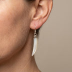 Sterling Silver Horn Dangle Earrings - Green Aventurine, Black Onyx and Mother of Pearl