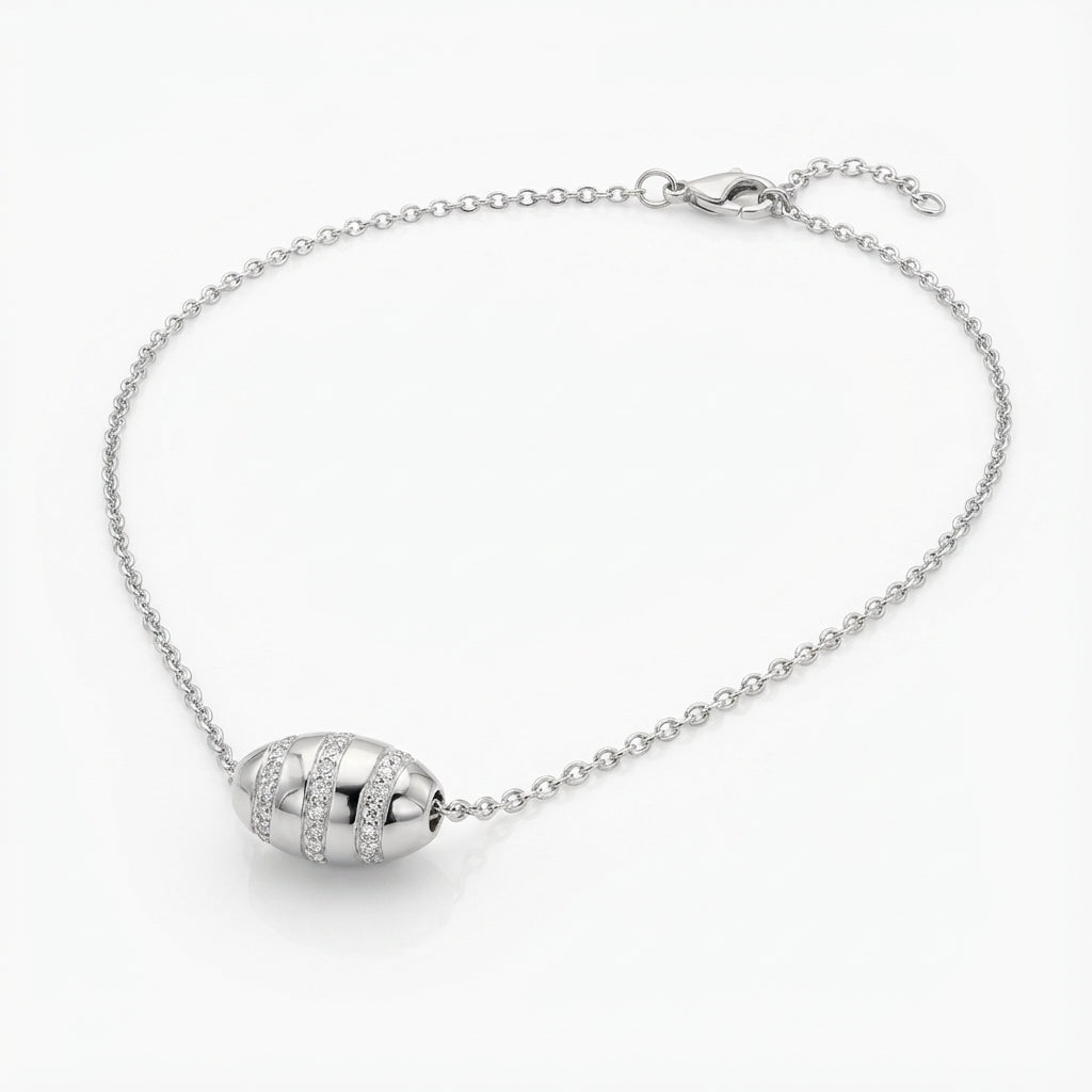 Stardust Bead Necklace 925 Silver Rhodium-Plated Cosmic Pendant