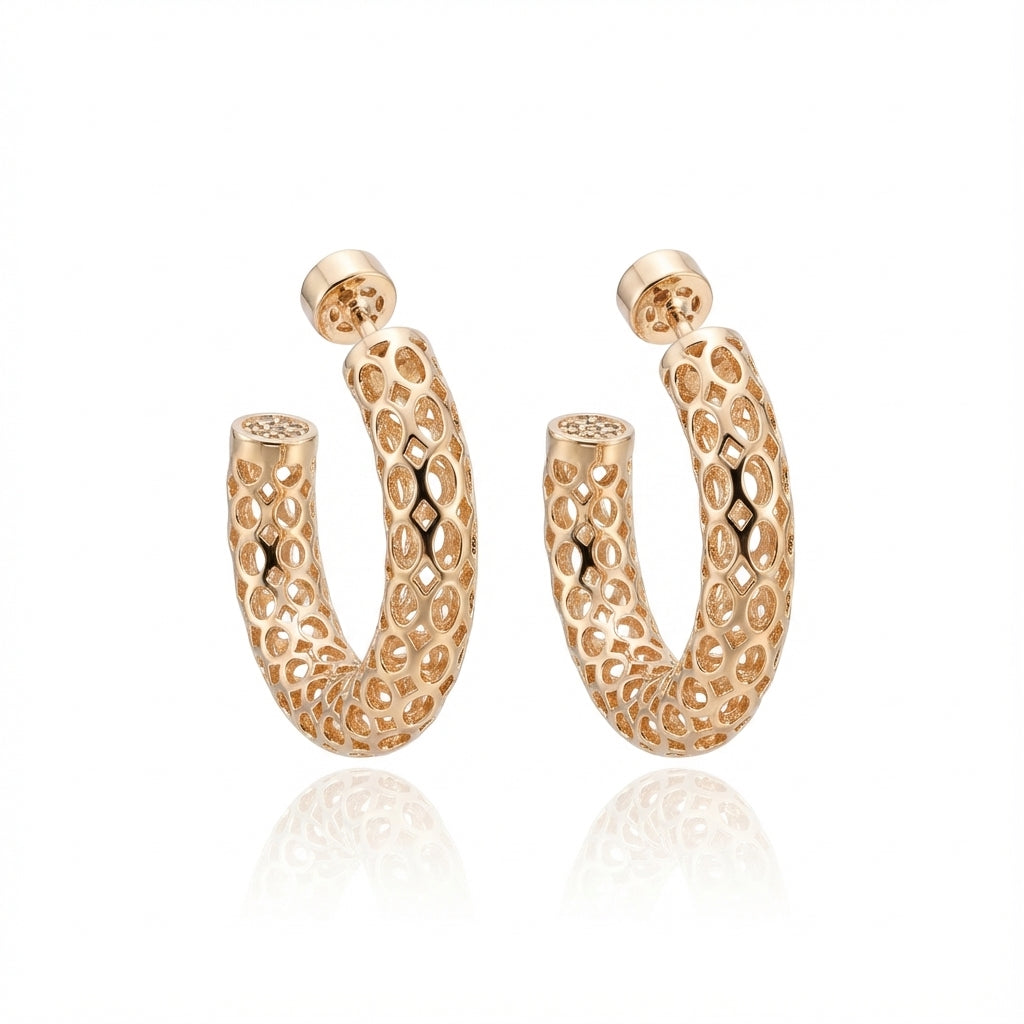 أقراط حلقية قابلة للتحويل بتصميم شبكي - تصميم مزدوج في واحد: مسمار وحلقة