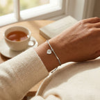 Sterling Silver North Star Heart Bracelet – Adjustable Grey Cord Friendship Jewelry