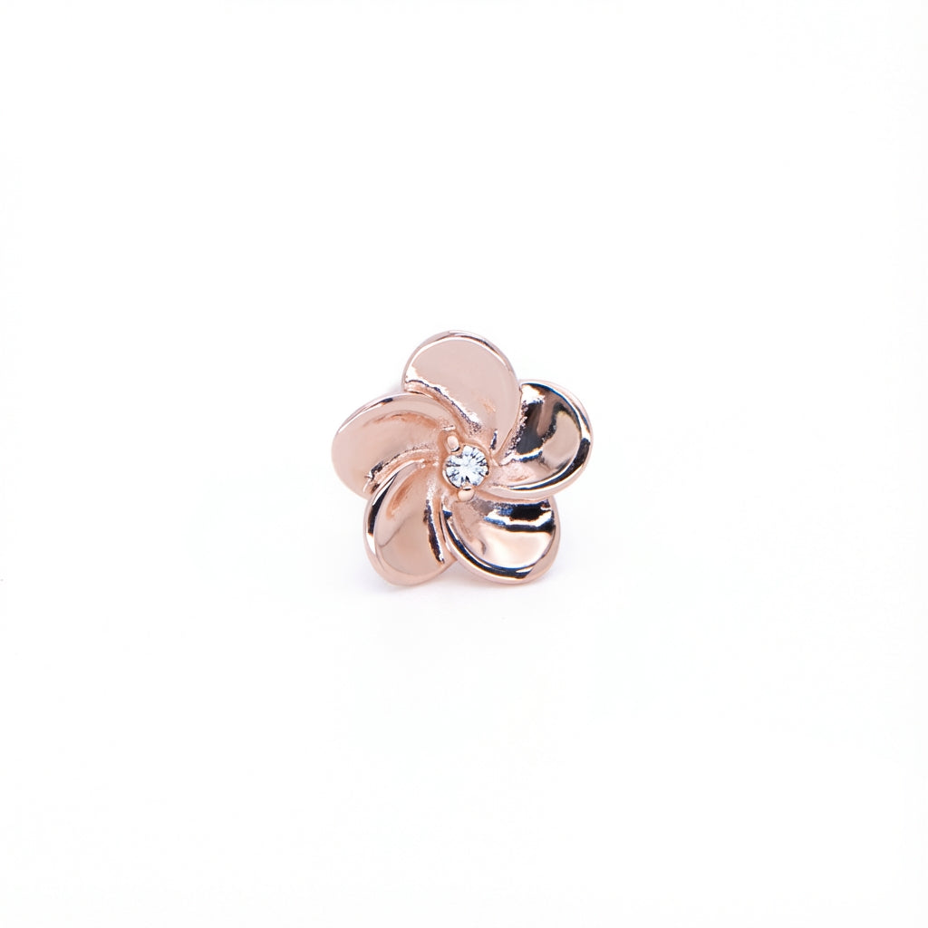 Floral Rose Gold Stud Earrings in 925 Sterling Silver with Rhinestone