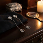 Crescent Moon Drop Earrings in 925 Sterling Silver with Cubic Zirconia – Rose Gold & Rhodium