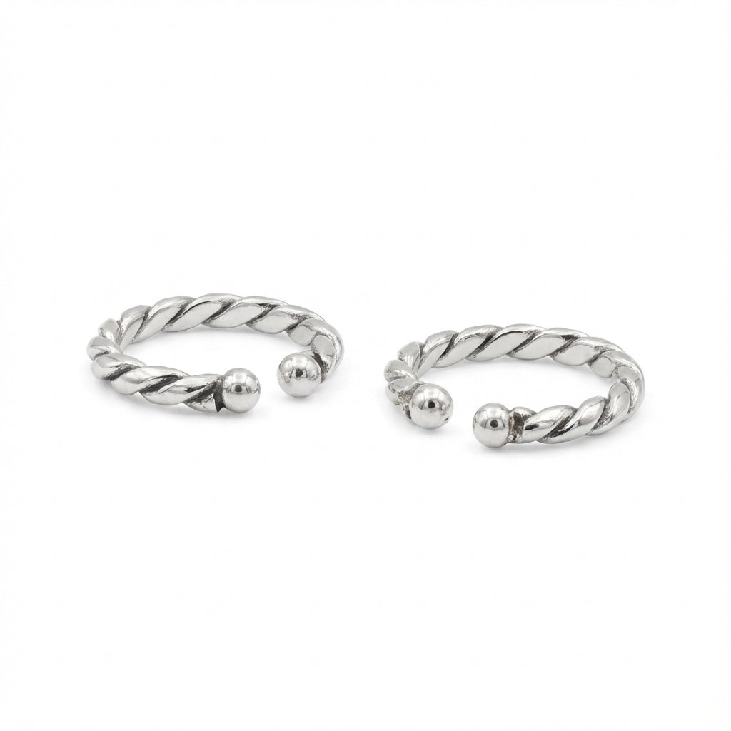 Twisted Rope Oxidized Ear Cuff in 925 Sterling Silver