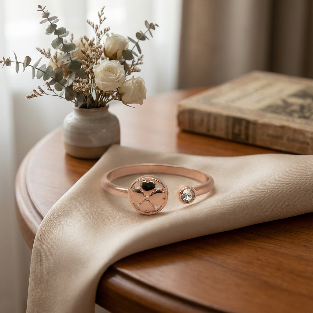 Elegant Emotional Compass Ring with Four Hearts