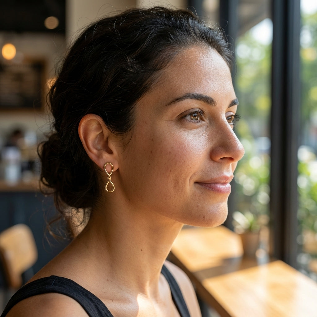 Infinity Symbol Gold-Plated Earrings 925 Silver Jewelry