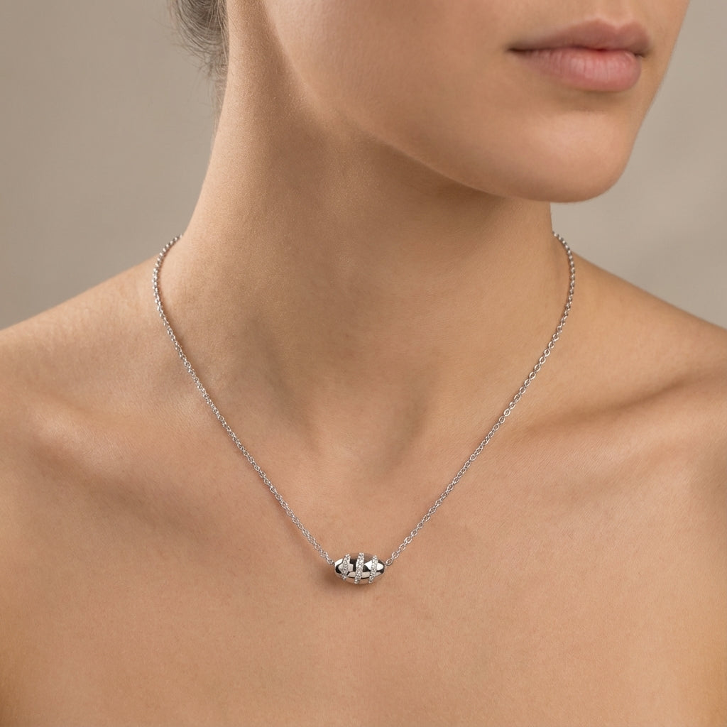 Stardust Bead Necklace 925 Silver Rhodium-Plated Cosmic Pendant