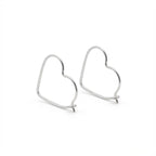 Open Heart Hoop Earrings in Rhodium Plated Sterling Silver