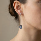 Twilight Blue Swarovski Crystal Drop Earrings in Polished Silver