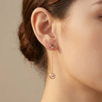 Crescent Moon Drop Earrings in 925 Sterling Silver with Cubic Zirconia – Rose Gold & Rhodium