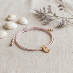 Mermaid Charm Bracelet in Rose Gold on Greige Cord