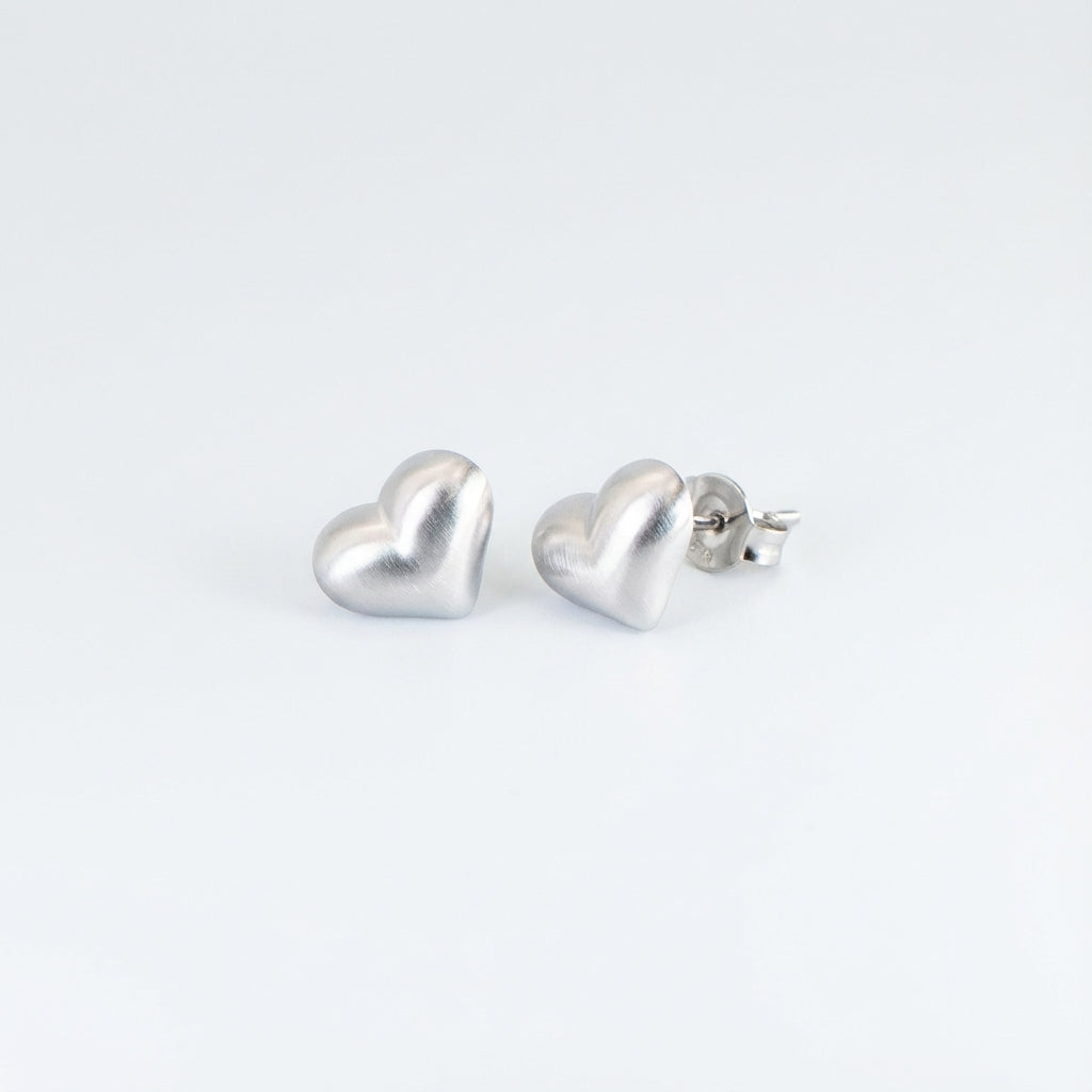 Heart Shaped Silver Stud Earrings for Women 925 Sterling Jewelry