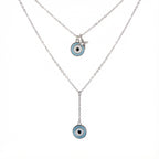 Blue Waters Evil Eye Layered Necklace in 925 Sterling Silver