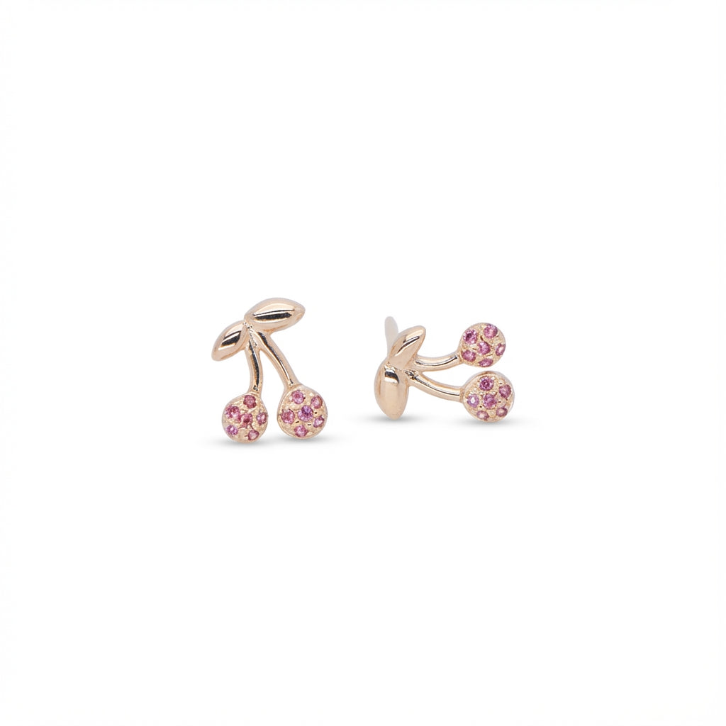 Double Cherry Earrings in 18K Gold-Plated Sterling Silver