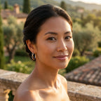 أقراط من الفضة الإسترليني بلونين بتصميم خط التجاوز