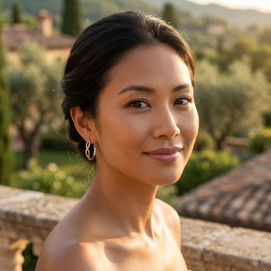 Bypass Line Two-Tone Sterling Silver Earrings