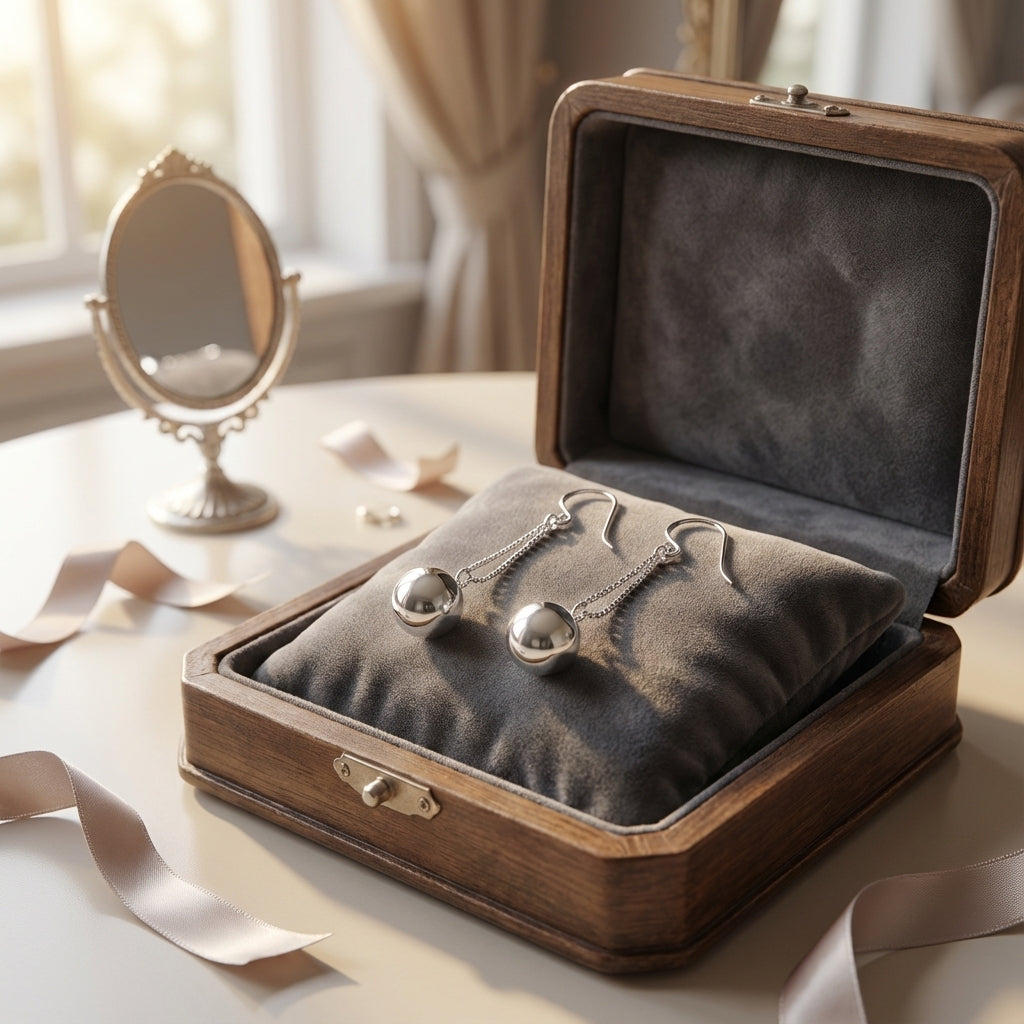 أقراط فضية متدلية بتصميم كروي، مجوهرات أنيقة وبسيطة للنساء، إكسسوار مستوحى من الفخامة