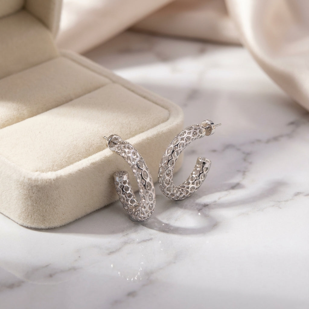 أقراط حلقية قابلة للتحويل بتصميم شبكي - تصميم مزدوج في واحد: مسمار وحلقة