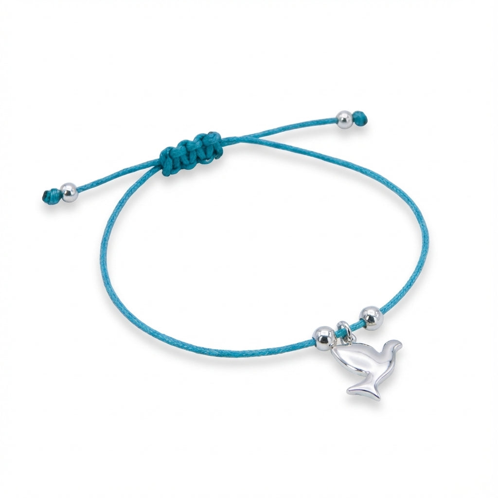 Minimalist Sterling Silver Dove Cord Bracelet – Adjustable Everyday Wrist Jewelry