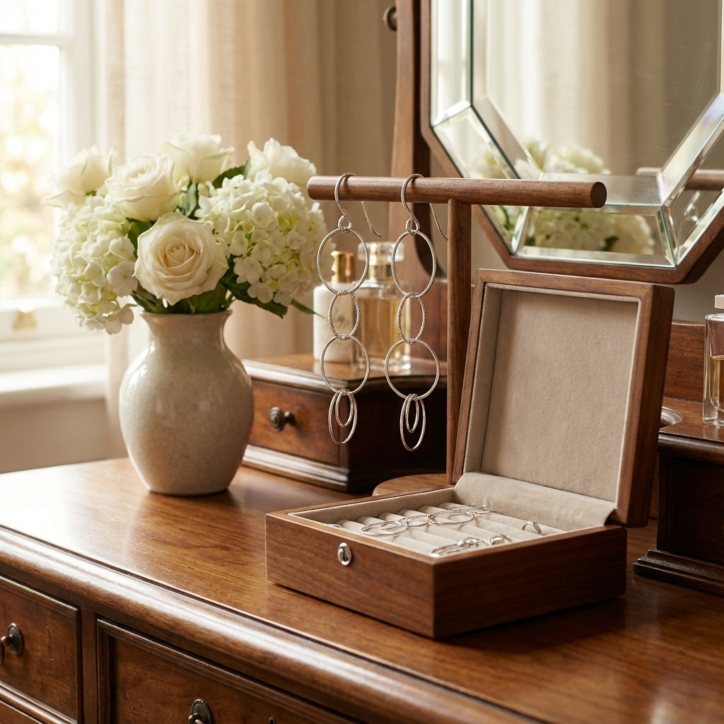 Sterling Silver Multi Circle Drop Earrings Lightweight Modern Design