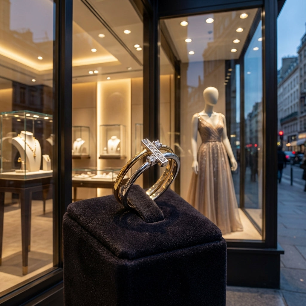 Dual Link Pavé Ring in Gold and Silver Harmony