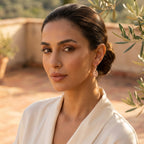 أقراط بيضاوية متدلية على شكل يد همسة من الفضة الإسترليني مرصعة بالزركونيا