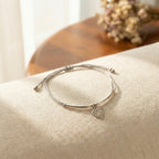 Sterling Silver North Star Heart Bracelet – Adjustable Grey Cord Friendship Jewelry
