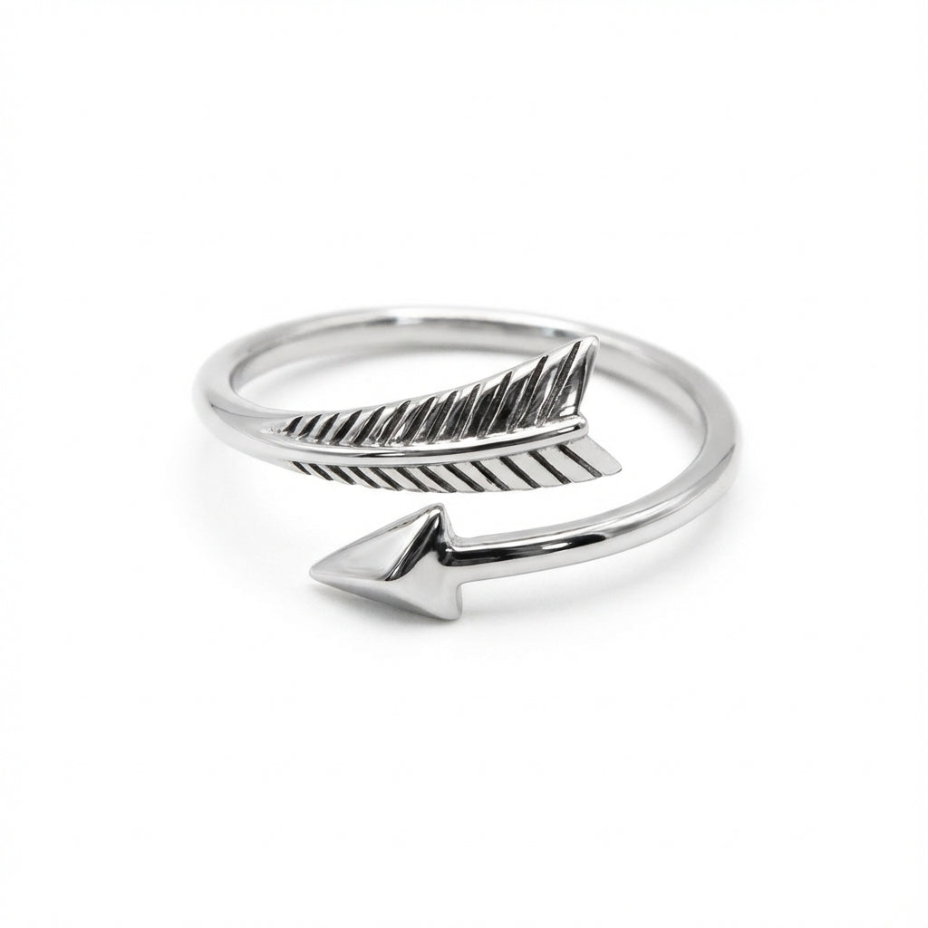 Oxidized Silver Arrow Ring Unisex Jewelry