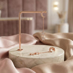 أقراط من الفضة الإسترلينية مرصعة بالذهب الوردي على شكل هلال ونجمة من الزركونيا المكعبة