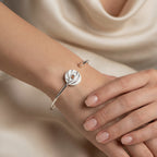 925 Sterling Silver Enamel Evil Eye Cuff Bangle - Peridot, Dual Opal & Sky-Blue Topaz