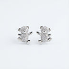 925 sterling silver 9x10mm teddy bear stud earrings