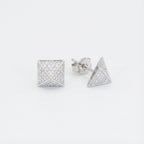 Sterling Silver Pyramid Stud Earrings with Cubic Zirconia