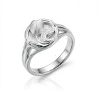 Satin Tulip Silver Ring with Botanical Bypass Design White and Red Enamel