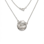 925 Sterling Silver Satin White Tulip Medallion Pendant with Hand-Carved Wheat