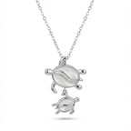 Mother & Baby Sea Turtle Necklace in Sterling Silver