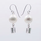 Simple Silver Pearl Drop Earrings with Cubic Zirconia