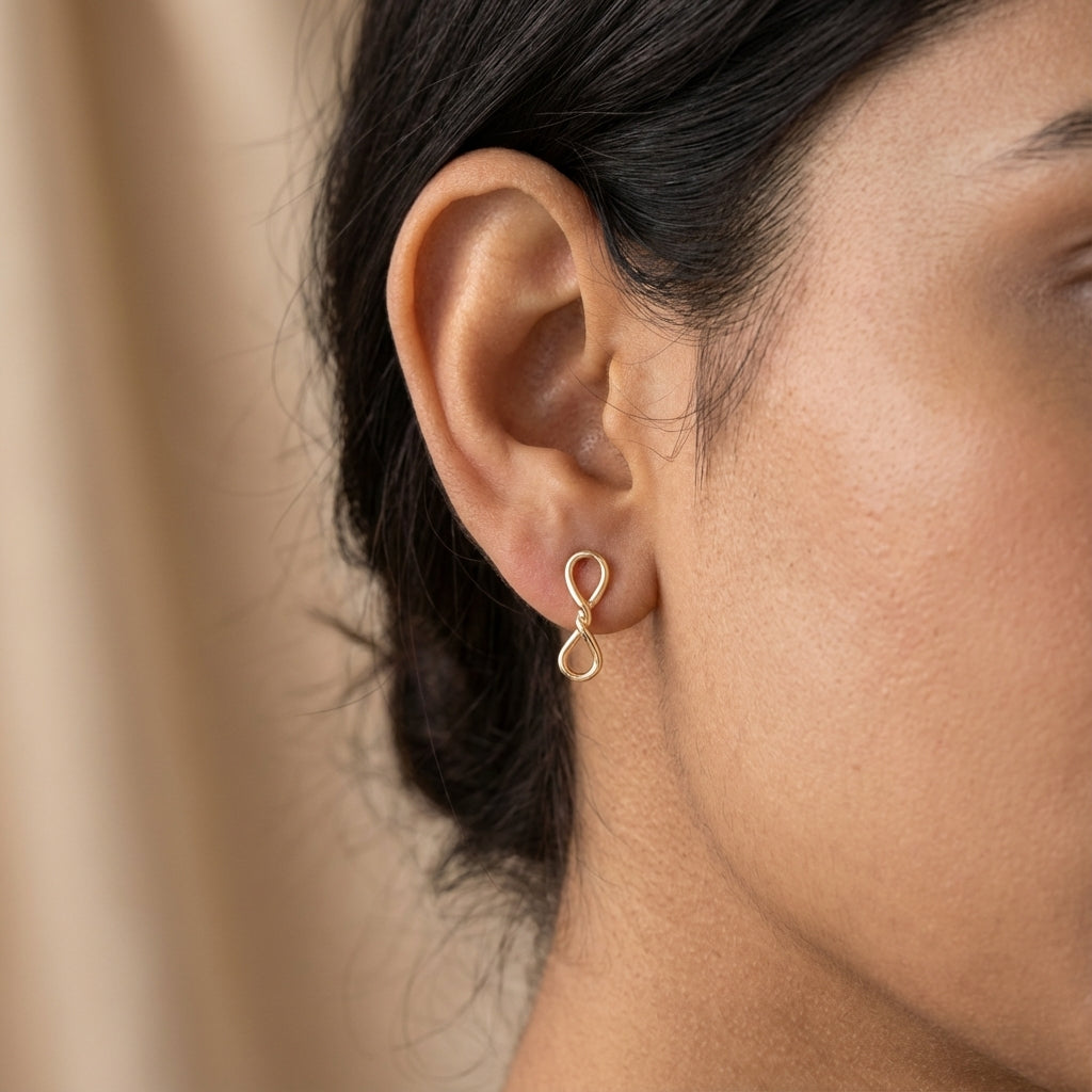 Infinity Symbol Gold-Plated Earrings 925 Silver Jewelry