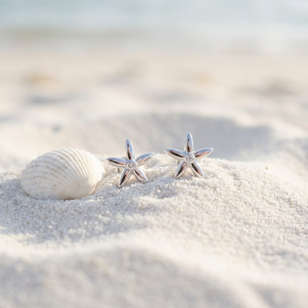Jasmine Bloom Earrings in Rhodium-Plated 925 Sterling Silver
