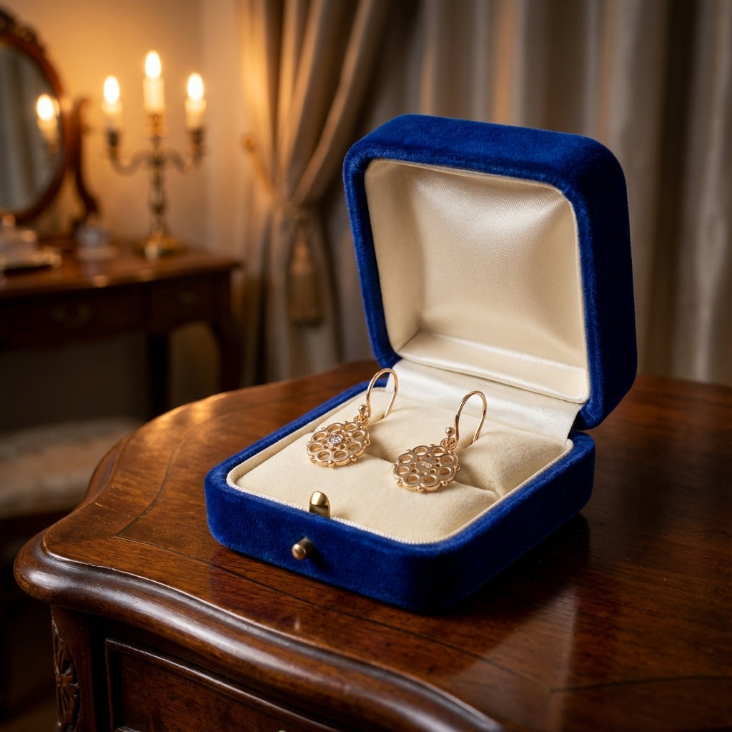 Gold Vermeil Radial Disc Earrings with Cubic Zirconia