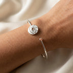 925 Sterling Silver Enamel Evil Eye Cuff Bangle - Peridot, Dual Opal & Sky-Blue Topaz