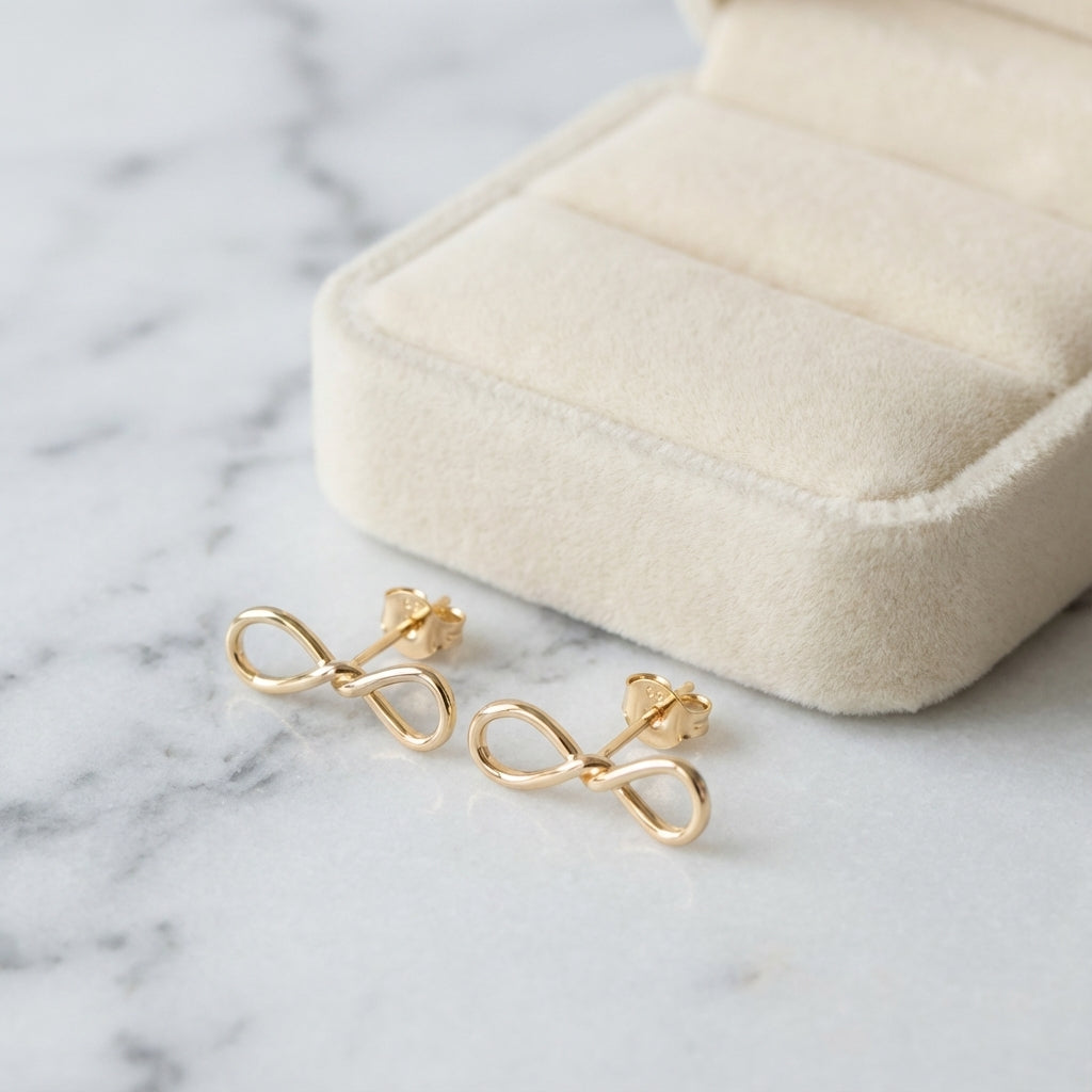 Infinity Symbol Gold-Plated Earrings 925 Silver Jewelry
