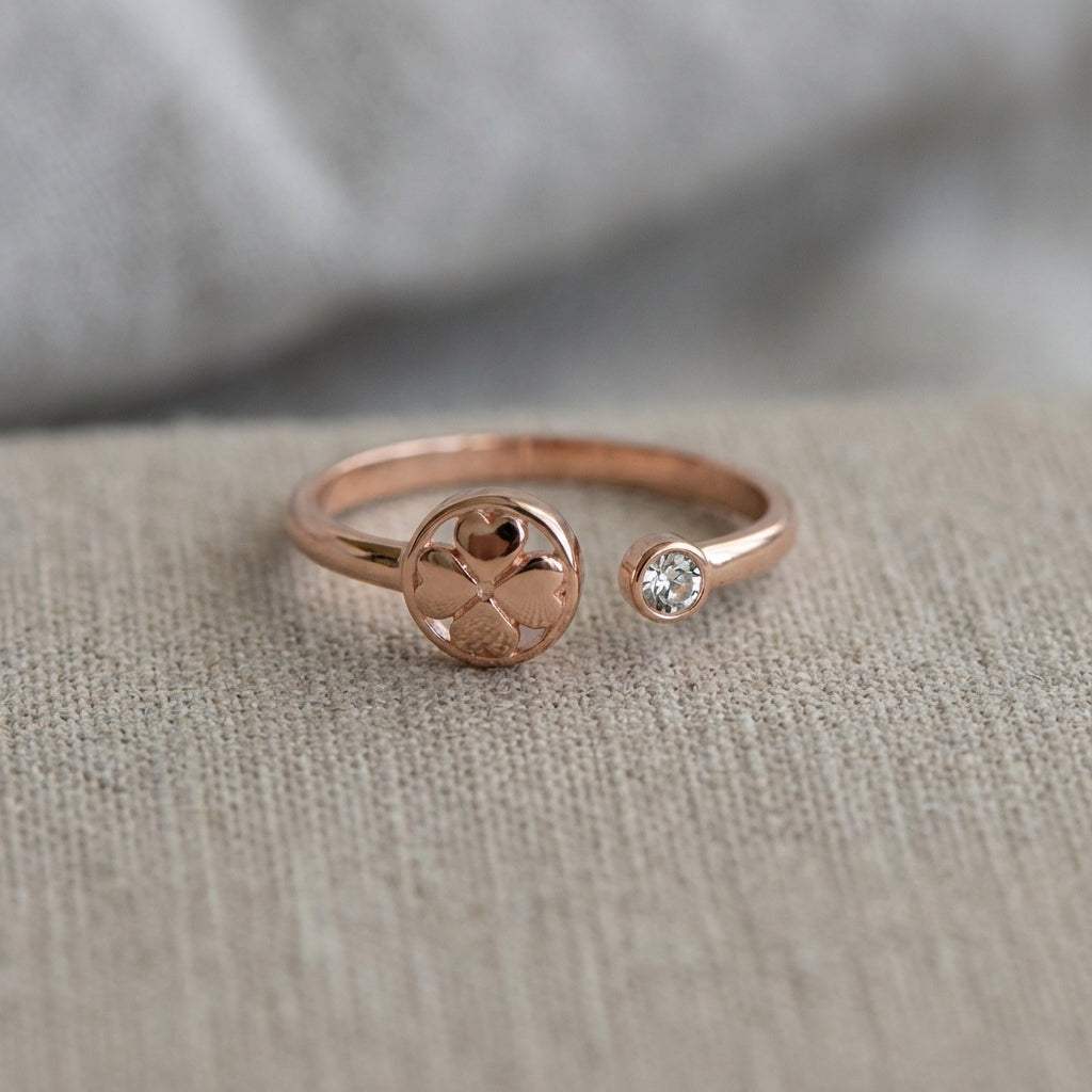 Elegant Emotional Compass Ring with Four Hearts
